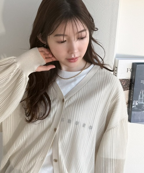 「classicalelf」 ニットカーディガン LARGE グレイッシュベージュ レディース_画像4