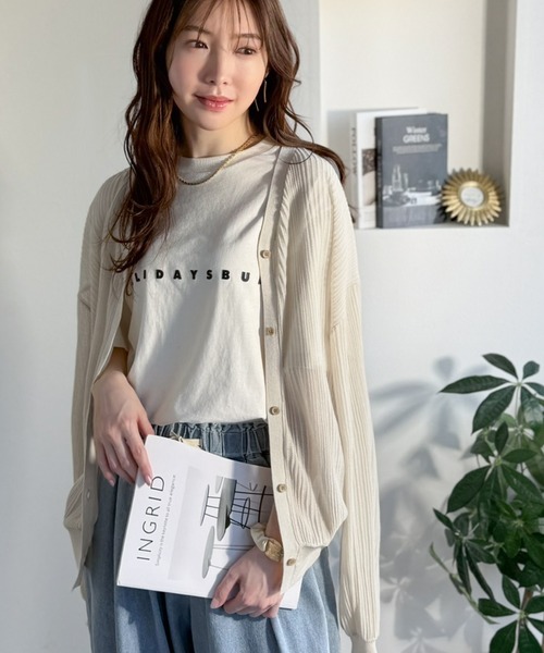 「classicalelf」 ニットカーディガン LARGE グレイッシュベージュ レディース_画像5
