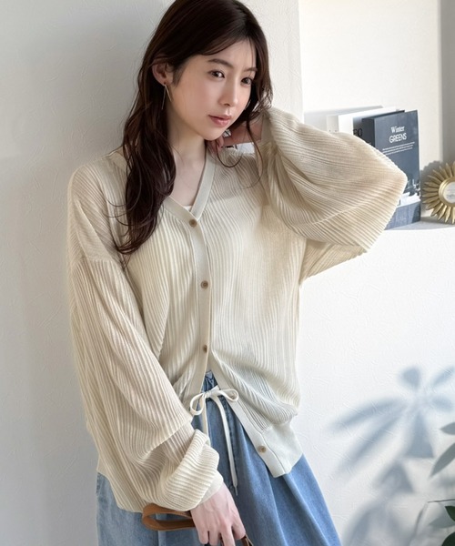 「classicalelf」 ニットカーディガン LARGE グレイッシュベージュ レディース_画像7