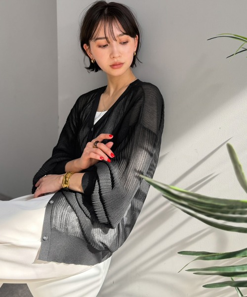 「classicalelf」 ニットカーディガン LARGE グレイッシュベージュ レディース_画像9
