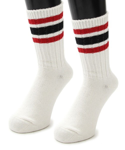 日本未入荷/送料関税込み クラシック クルーソックス 靴下 メンズ ソックス クルーソックス 白 2本ライン 3足セット