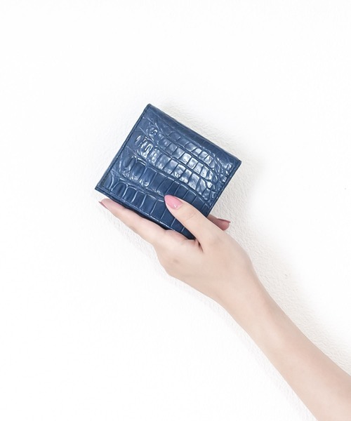 二つ折り財布 財布 HK VIVIAMO ビビアモ セレクト クロコダイルレザー二つ折り札入れ財布 レディース メンズの画像