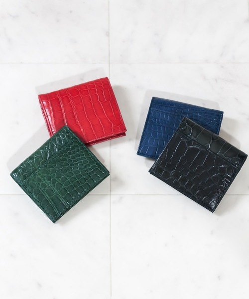 二つ折り財布 財布 HK VIVIAMO ビビアモ セレクト クロコダイルレザー二つ折り札入れ財布 レディース メンズの画像