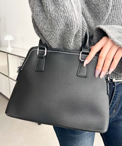 moment+ ハンドバッグ ショルダーステッチボストンハンドバッグ