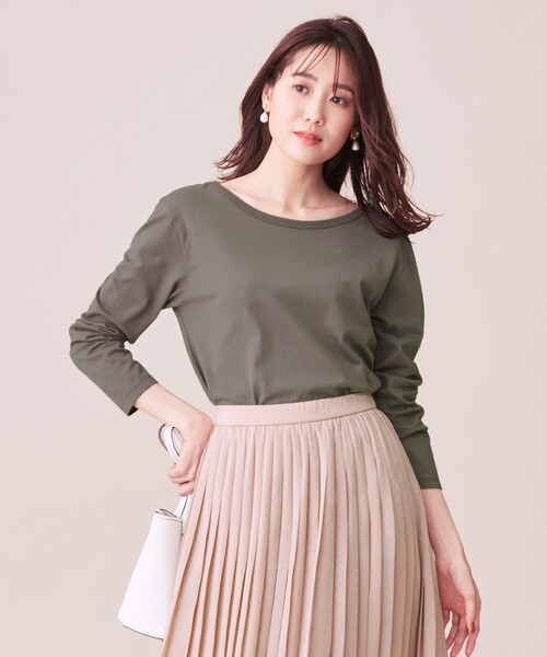 tシャツ 「洗える」コットンテンジクボートネック カットソー（KG37） レディース