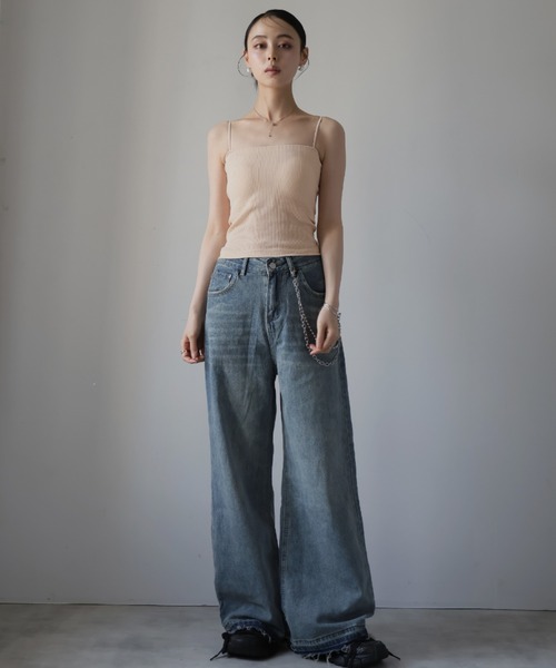 ULYSSES キャミソール 「ブラトップ」カップ付きスリムストラップリブ