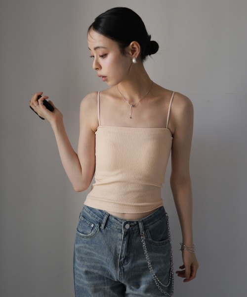 ULYSSES キャミソール 「ブラトップ」カップ付きスリムストラップリブ