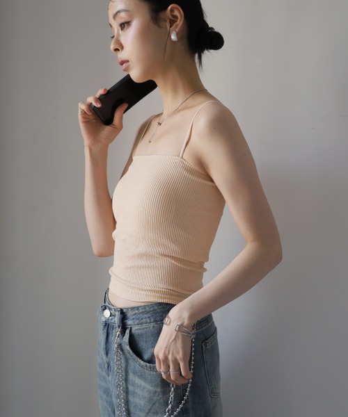 ULYSSES キャミソール 「ブラトップ」カップ付きスリムストラップリブ