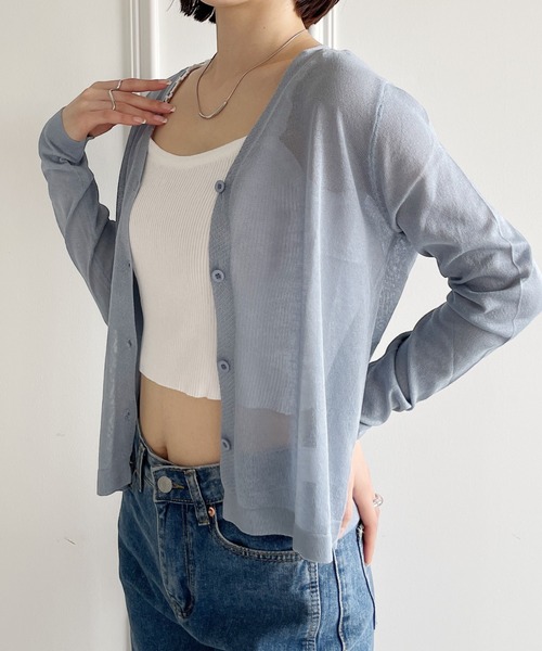 シアーVネックカーディガン a.v.v｜シアーVネックカーディガン | Rakuten Fashion(楽天