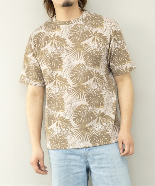 STYLEBLOCK tシャツ エンボスワッフルリーフ柄半袖クルーネックT