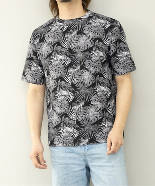 STYLEBLOCK tシャツ エンボスワッフルリーフ柄半袖クルーネックT