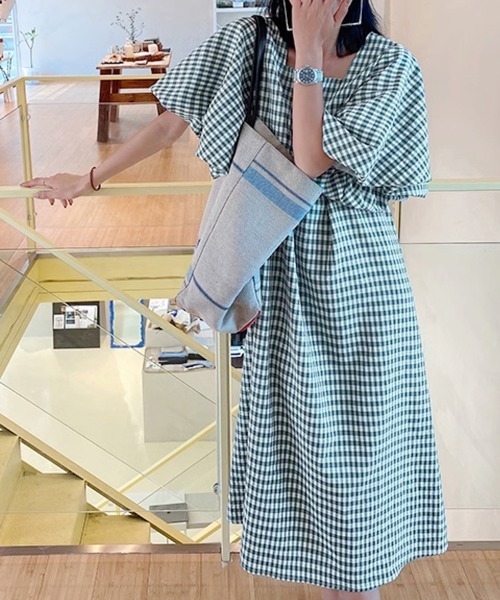 ワンピース パフスリーブギンガムワンピース : ZOZOTOWN Yahoo!店