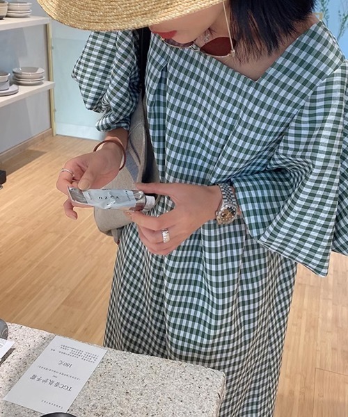 ワンピース パフスリーブギンガムワンピース : ZOZOTOWN Yahoo!店