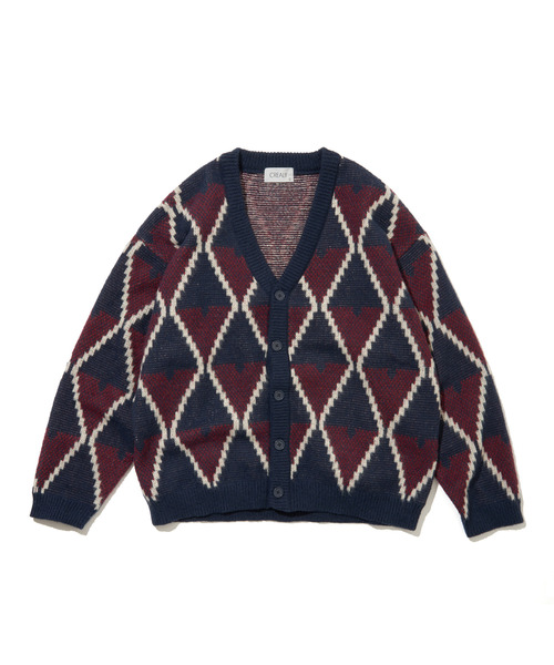 VENCE EXCHANGE カーディガン 総柄ニットVカーディガン メンズ