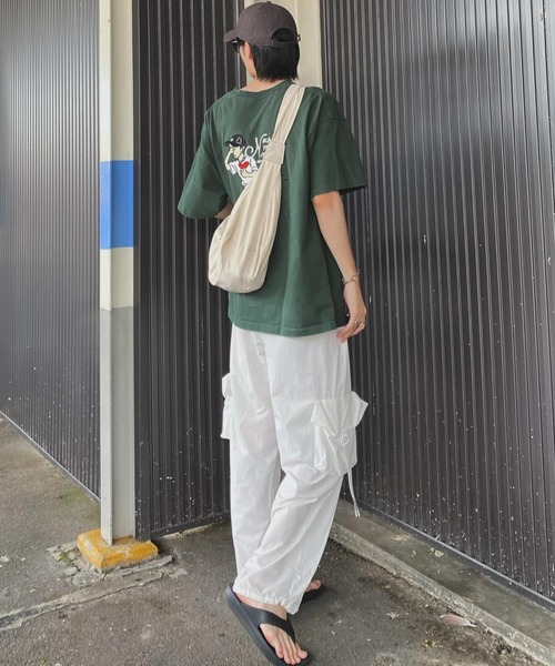 breath カーゴパンツ B.R.U カーゴパンツ ロゴ刺繍入りワイドパラシュートカーゴ