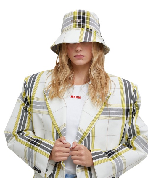 MSGM 帽子 ハット テクノキャンバスチェック バケットハット