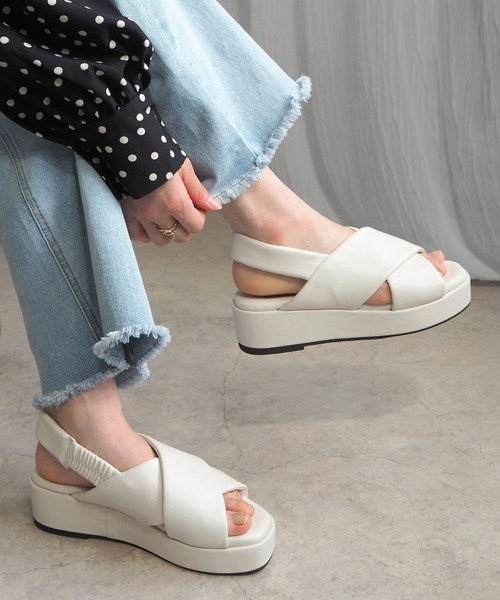 minia サンダル 厚底クロスパフサンダル レディース : ZOZOTOWN