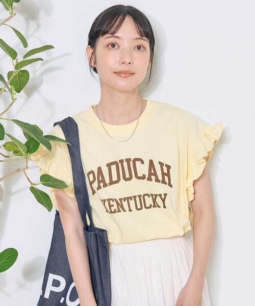FREAK'S STORE tシャツ フリル ノースリーブ ロゴTシャツ