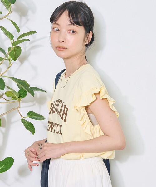tシャツ 袖フリルノースリーブカットソー レディース FREAK'S STORE tシャツ 袖フリル ノースリーブTシャツ