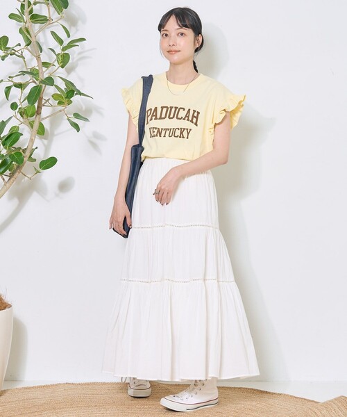 FREAK'S STORE tシャツ フリル ノースリーブ ロゴTシャツ