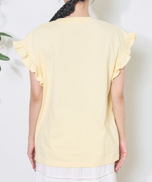 tシャツ 「2025SS」サイドフリルノースリーブカットソー「洗える」 レディース セール】【2025SS】サイドフリルノースリーブカットソー【洗える