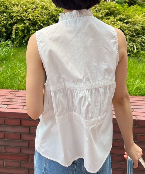 ブラウス シャツ フリルギャザートップス 夏服 レディース rienda ブラウス シャツ フリルギャザートップス 夏服
