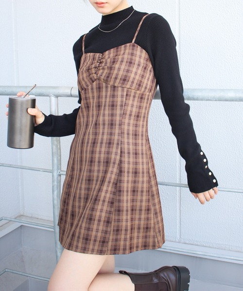 SpRay（スプレイ） ワンピース チェックミニキャミワンピース