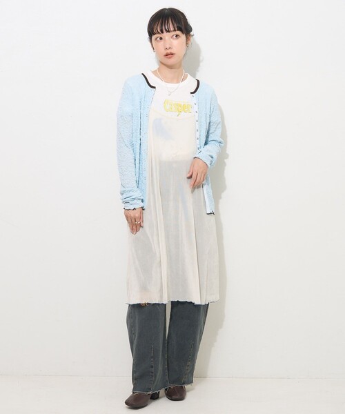 FREAK'S STORE ワンピース シアー ベロア風 バックリボン キャミ