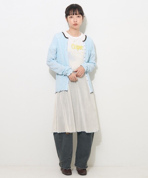 FREAK'S STORE ワンピース シアー ベロア風 バックリボン キャミ