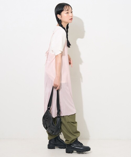 FREAK'S STORE ワンピース シアー ベロア風 バックリボン キャミ