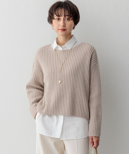 ニット セーター 「Oggi2月号掲載/洗える」カシミヤブレンド クロップド ニット レディース 23区 ニット セーター 「Oggi2月号掲載/洗える」カシミヤ