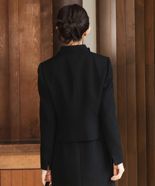 セレモニースーツ セットアップ 「喪服・礼服」フリルカラージャケット＆ワンピース ブラックフォーマルセット レディースの画像