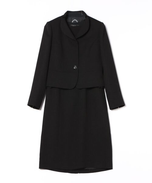 セレモニースーツ セットアップ 「喪服・礼服」フリルカラージャケット＆ワンピース ブラックフォーマルセット レディースの画像