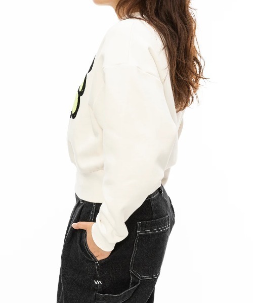 トレーナー スウェット RVCA レディース CLOUDY RVCA CREW トレーナー/ルーカ３段ロゴクルーネックトレーナー レディース RVCA トレーナー スウェット レディース CLOUDY CREW トレーナー