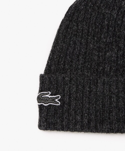 国内発☆関税込【LACOSTE】ニットキャップ ニット帽 ロゴ LACOSTE ニット帽 ニットキャップ メランジウールニットビーニー