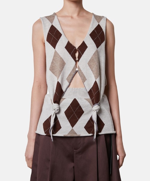 トップス IRENE Argyle Knit Vest Light Blue IRENE Argyle Knit Vest Light Blue