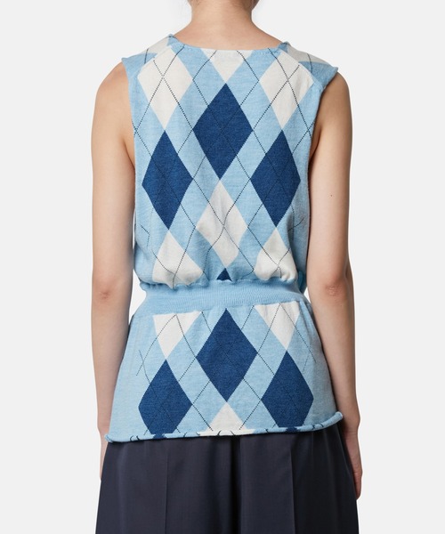 トップス IRENE Argyle Knit Vest Light Blue IRENE Argyle Knit Vest Light Blue
