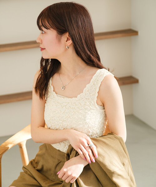 Kastane タンクトップ ノースリーブ シャーリングタンク
