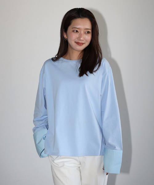 t⭐︎2枚組半袖ブラウス長袖トップス ENC ブラウス シャツ sleeve switch tops / 袖切替ロンT レディース