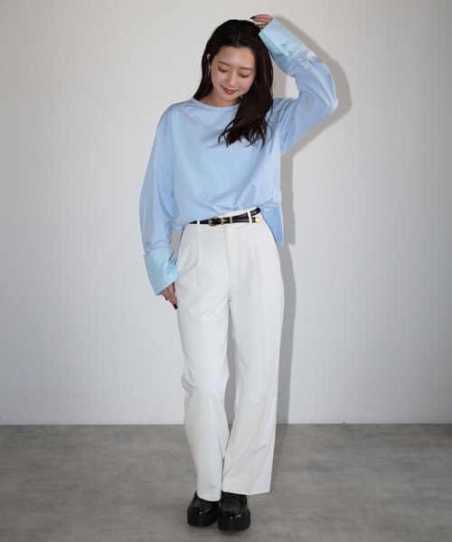 ENC ブラウス シャツ sleeve switch tops / 袖切替ロンT レディース