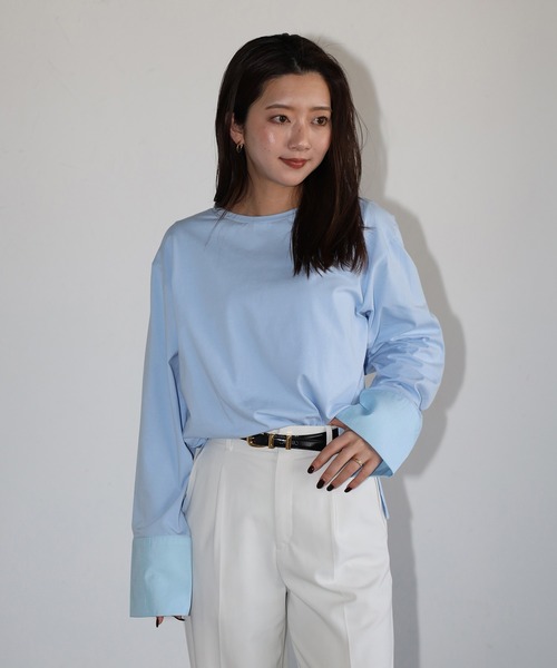 ENC ブラウス シャツ sleeve switch tops / 袖切替ロンT レディース