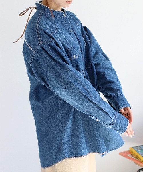 リメイクシャツ ケービーエフ KBF デニムスリーブリメイクシャツ （BLUE