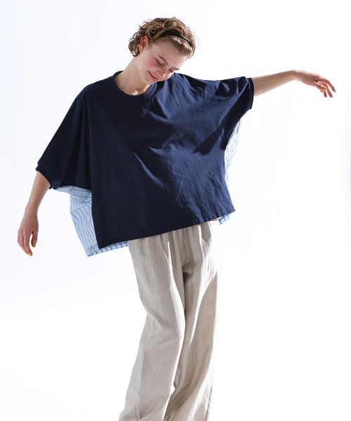 tシャツ 「KELEN / ケレン」 デザインコンビトップス SALOW レディース Kelen tシャツ 「KELEN / ケレン」 デザインコンビトップス