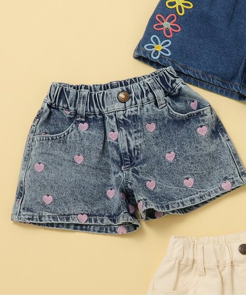 BREEZE（ブリーズ） パンツ 「ジュニア対応」刺繍デニムショートパンツ