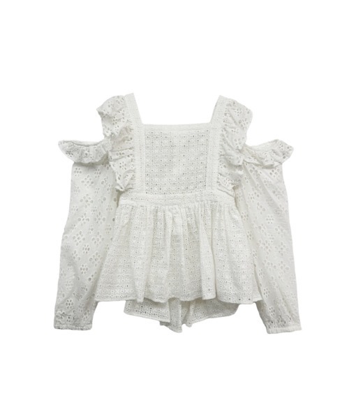 ブラウス シャツ cotton ribbon lace blouse レディース