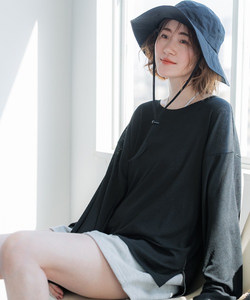 tシャツ コットンナイロンシアーオーバーTシャツ レディース セール】コットンナイロンシアーオーバーTシャツ（Tシャツ
