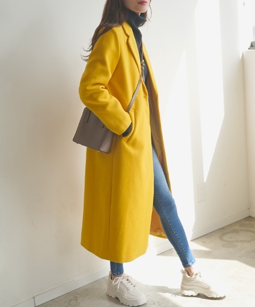 「Futier land」 チェスターコート MEDIUM イエロー レディース_画像3