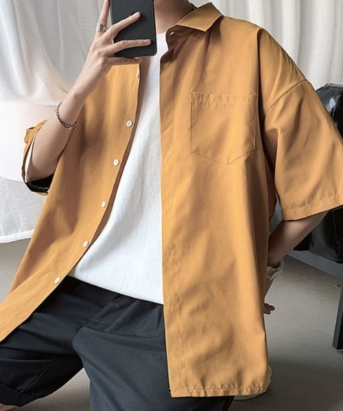 NEW GENTLEMAN シャツ トロミ タイ付 オーバーサイズシャツ