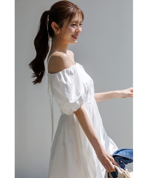 snidel オフショルパフスリワンピースホワイト0新品タグ付き定価20900円 SNIDEL ワンピース オフショルパフスリワンピース : ZOZOTOWN