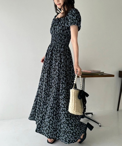 「one after another NICE CLAUP」 半袖ワンピース MEDIUM ブラック レディース_画像3